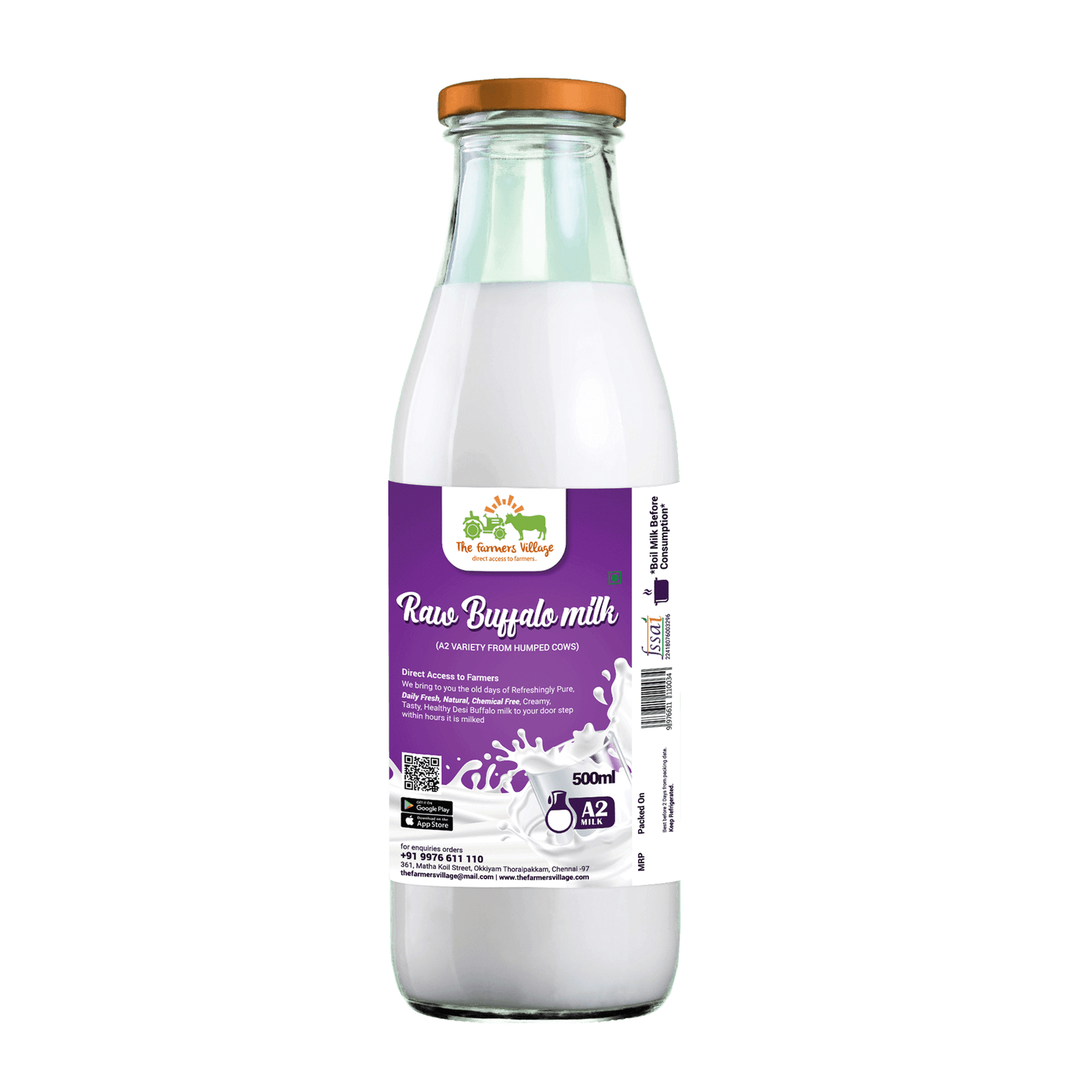 Raw Desi Buffalo Milk (A2 Milk) - 500ml